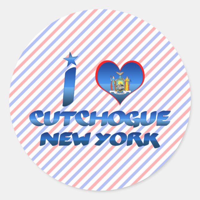 Sticker Rond J'aime Cutchogue, New York (Devant)