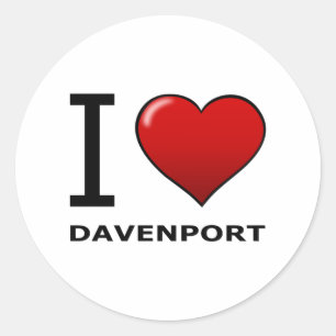 STICKER ROND J'AIME DAVENPORT, IA - IOWA