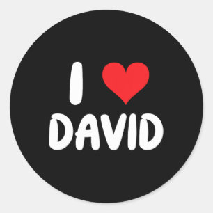 Sticker Rond J'aime David - Cœur 