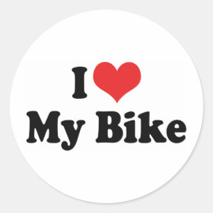 Sticker Rond J'aime de tout mon cœur mon vélo - Amoureux de bic