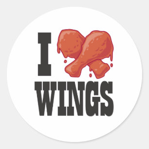 Sticker Rond J'aime des ailes de poulet