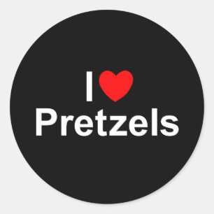 Sticker Rond J'aime des bretzels (de coeur)
