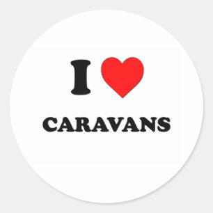 Sticker Rond J'aime des caravanes