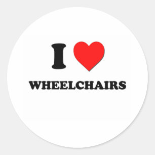 Sticker Rond J'aime des fauteuils roulants