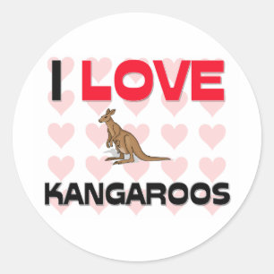 Sticker Rond J'aime des kangourous