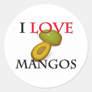 Sticker Rond J'aime des mangues