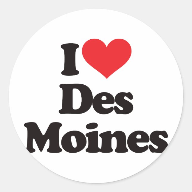 Sticker Rond J'Aime Des Moines (Devant)