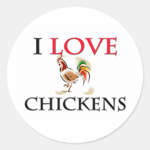 Sticker Rond J'aime des poulets