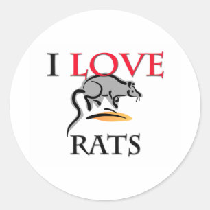 Sticker Rond J'aime des rats