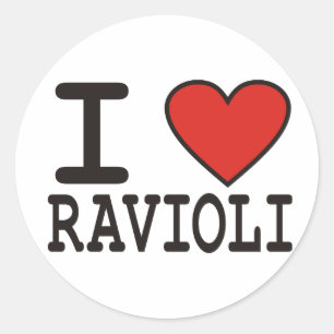 Sticker Rond J'aime des ravioli