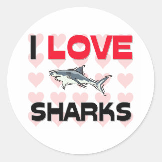 Sticker Rond J'aime des requins