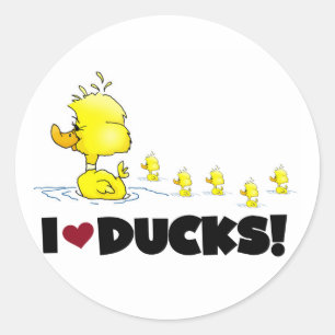 Sticker Rond J'aime des T-shirts et des cadeaux de canards