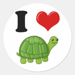 Sticker Rond J'aime des tortues
