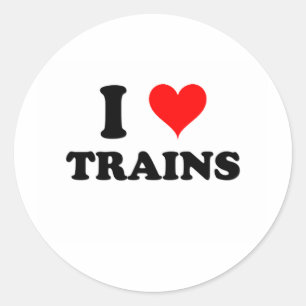 Sticker Rond J'aime des trains
