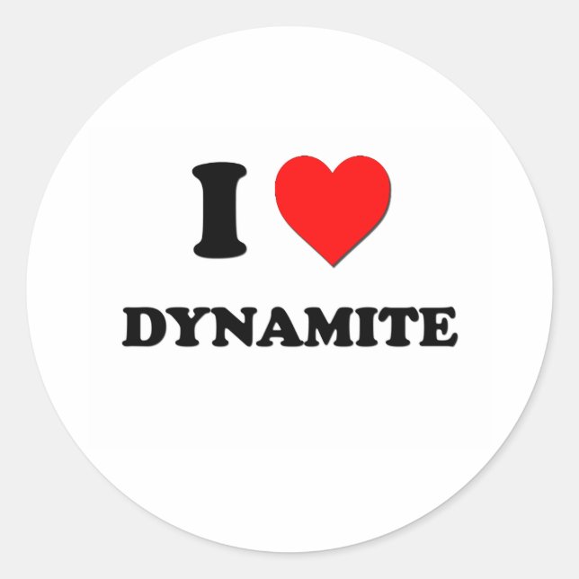 Sticker Rond J'aime Dynamite (Devant)