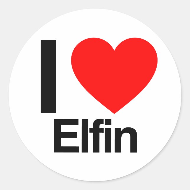 Sticker Rond j'aime elfin (Devant)