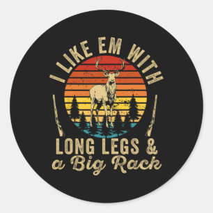 Sticker Rond J'Aime Em Avec De Longues Jambes Et Un Gros Rack D