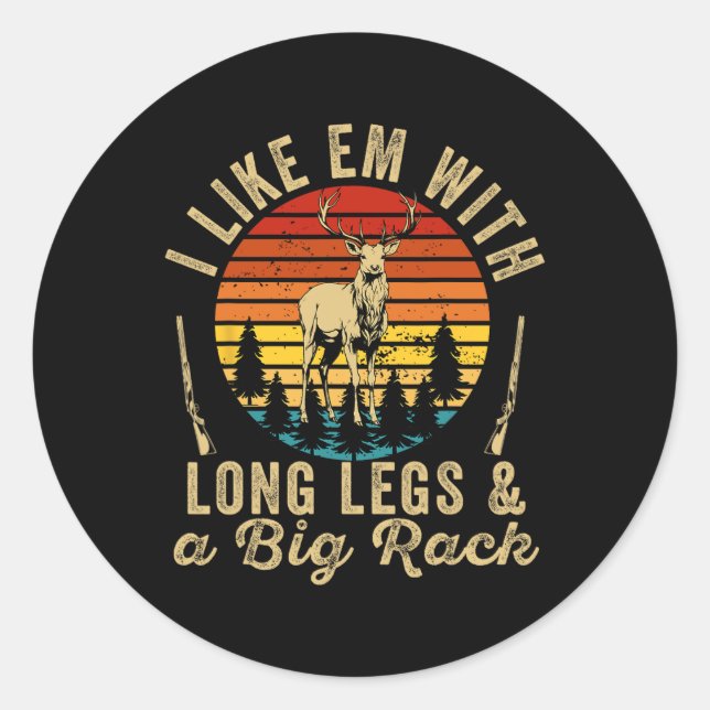 Sticker Rond J'Aime Em Avec De Longues Jambes Et Un Gros Rack D (Devant)
