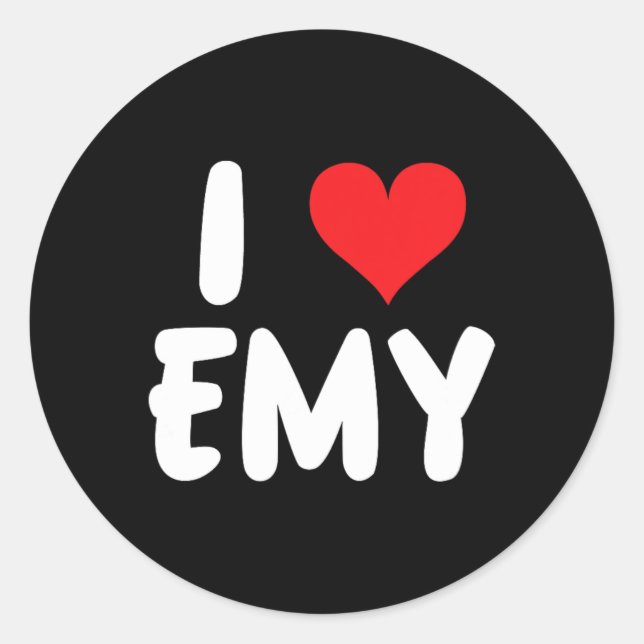 Sticker Rond J'aime Emy - Cœur - Nom  (Devant)