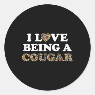 Sticker Rond J'Aime Être Un Cougar Outfit Cougars Heart Girlfri