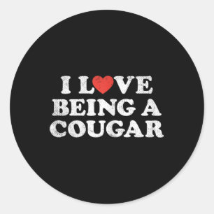 Sticker Rond J'Aime Être Un Cougar Outfit Cougars Heart Hot Gir