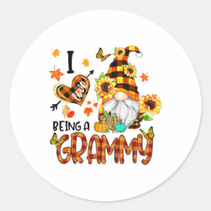 Sticker Rond J'Aime Être Un Grammy Automne Gnome Automne Thanks