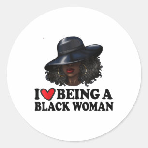 Sticker Rond J'Aime Être Une Femme Noire