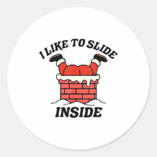 Sticker Rond J'aime glisser à l'intérieur du couple de Père Noë