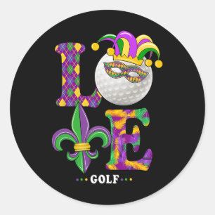 Sticker Rond J'aime Golf Mardi Gras Costume Carnaval Amateur de
