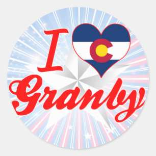 Sticker Rond J'aime Granby, le Colorado