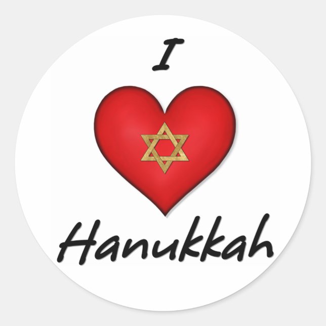 Sticker Rond J'aime Hanoukka (Devant)