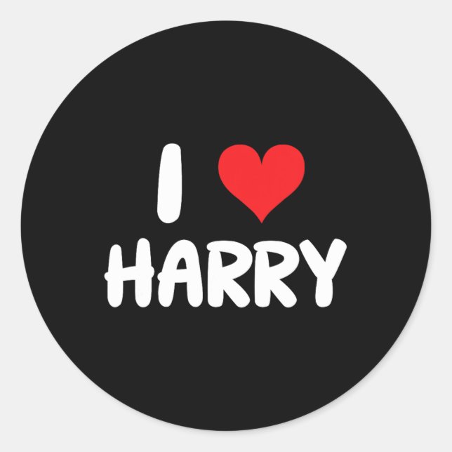 Sticker Rond J'aime Harry - Cœur - Nom  (Devant)