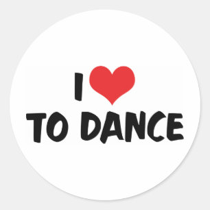 Sticker Rond J'aime Heart To Dance - Tango Valse Amoureux de Ba