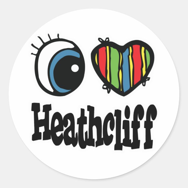 Sticker Rond J'aime Heathcliff (Devant)