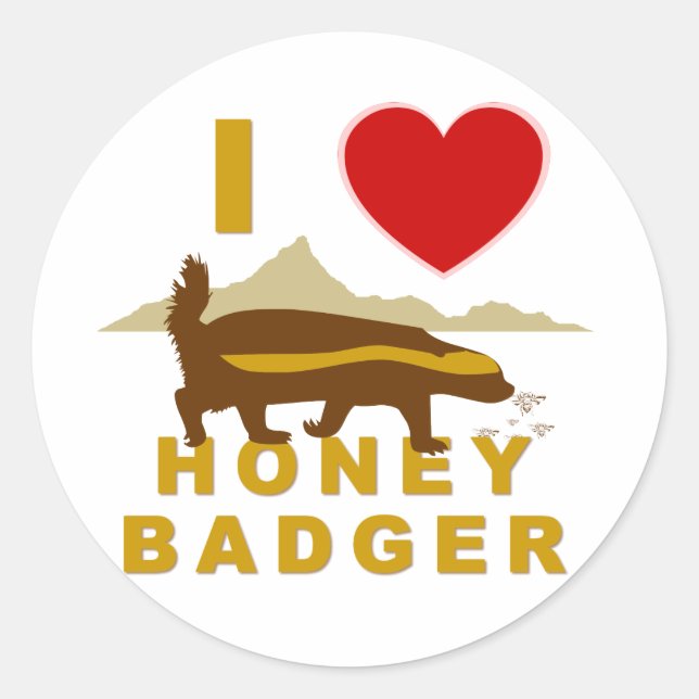 STICKER ROND J'AIME HONEY BADGER (Devant)
