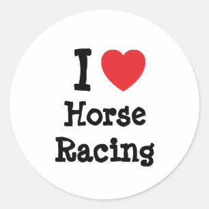 Sticker Rond J'aime Horse Racing coeur personnalisé