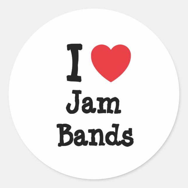 Sticker Rond J'aime Jam Bands coeur personnalisé (Devant)