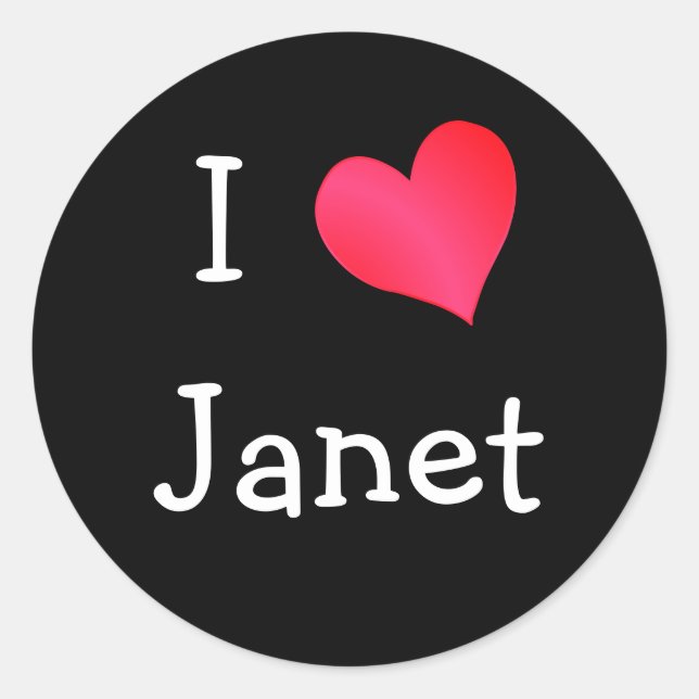 Sticker Rond J'aime Janet (Devant)