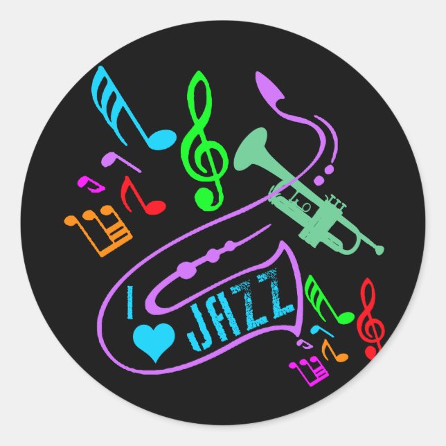 STICKER ROND J'AIME JAZZ (Devant)