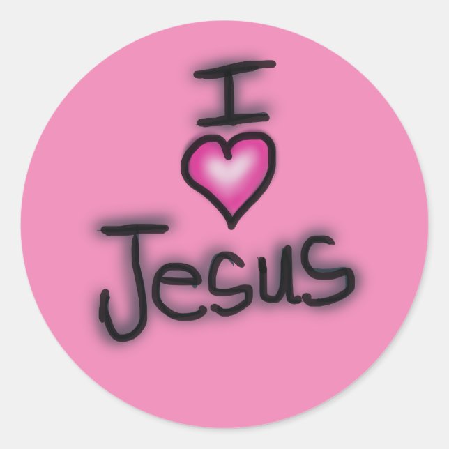 Sticker Rond J'aime Jésus Coeur rose (Devant)