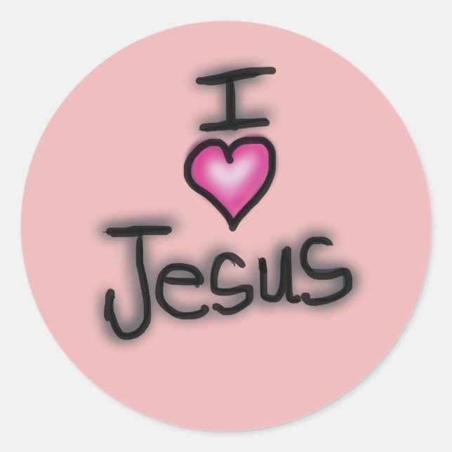 Sticker Rond J'aime Jésus Coeur rose (Devant)