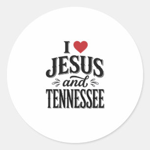 Sticker Rond J'aime Jésus et Tennessee Vintage Design Chrétien