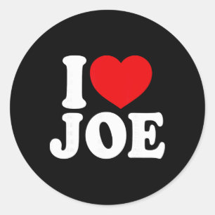 Sticker Rond J'aime Joe, je coeur Joe Nom, Coeur Rouge Saint-Va