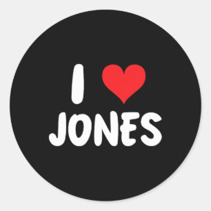 Sticker Rond J'aime Jones - Cœur - Nom 