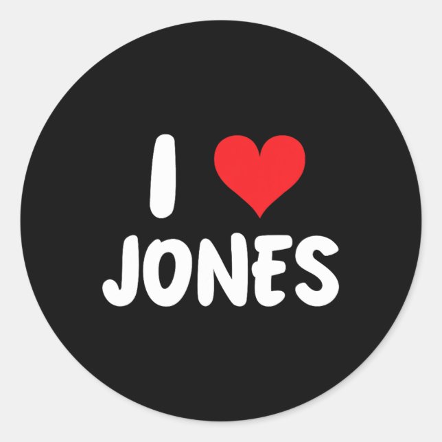 Sticker Rond J'aime Jones - Cœur - Nom  (Devant)