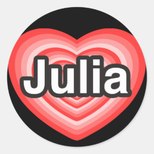 Sticker Rond J'aime Julia. Je t'aime Julia. Cœur