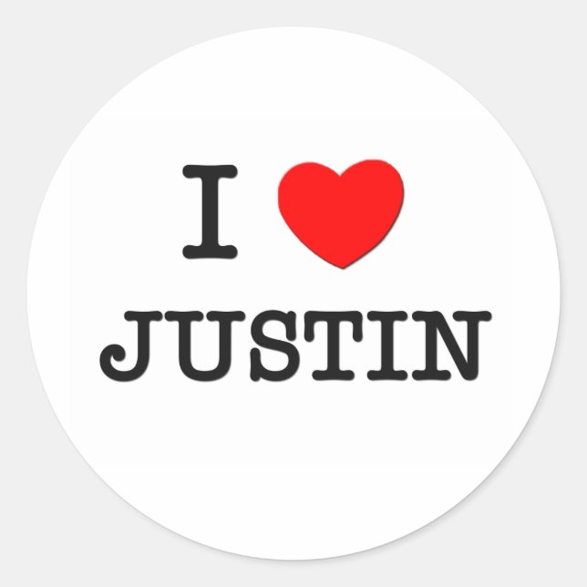 Sticker Rond J'aime Justin (Devant)