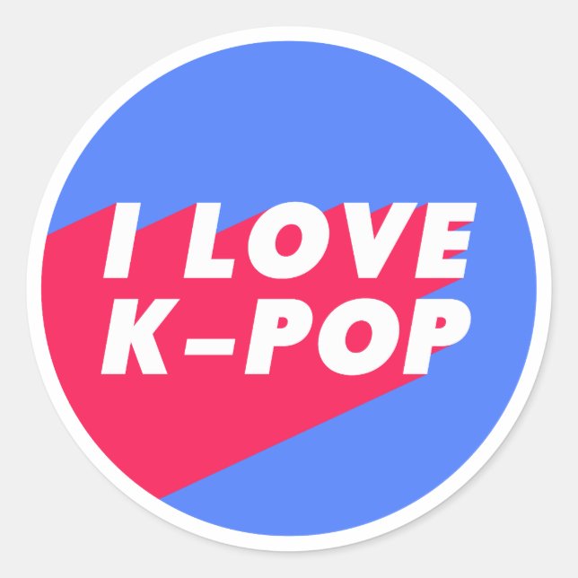 Sticker Rond J'aime K-Pop Blue Rose Circle Design (Devant)