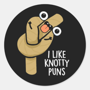 Sticker Rond J'Aime Knotty Puns Funny Rope Pun Dark BG