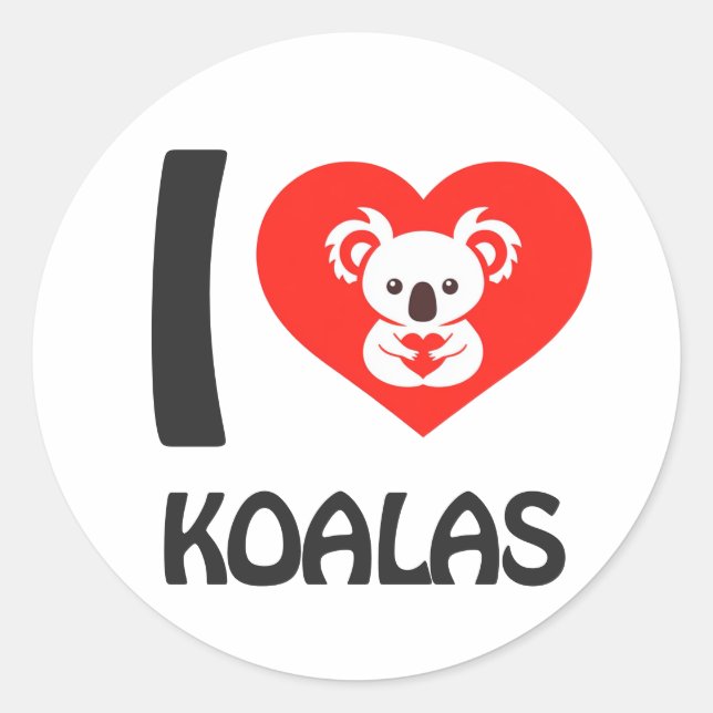 Sticker Rond J'aime Koalas (Devant)